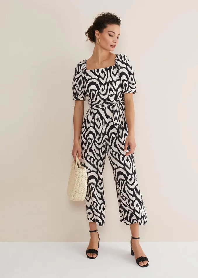Women Phase Eight Occasion Dresses Sara Ikat Wide Leg Jumpsuit Blackcream