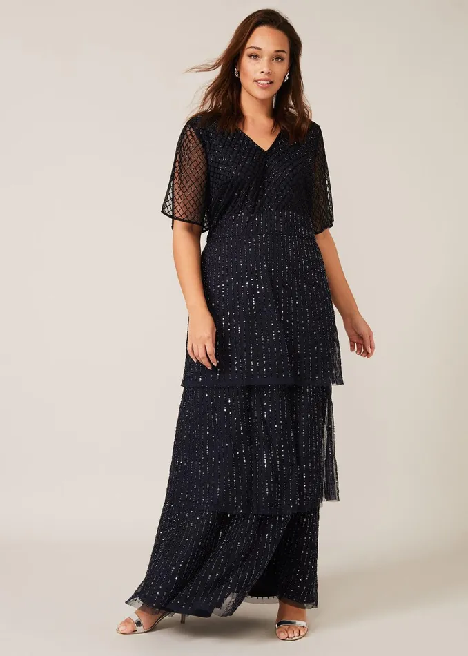 Women Phase Eight Occasion Dresses Sascha Beaded Maxi Dress Navy