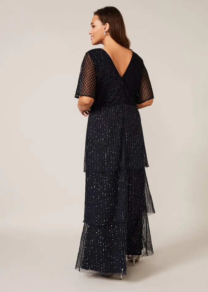 Women Phase Eight Occasion Dresses Sascha Beaded Maxi Dress Navy
