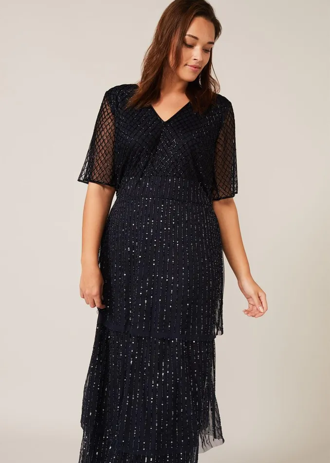 Women Phase Eight Occasion Dresses Sascha Beaded Maxi Dress Navy