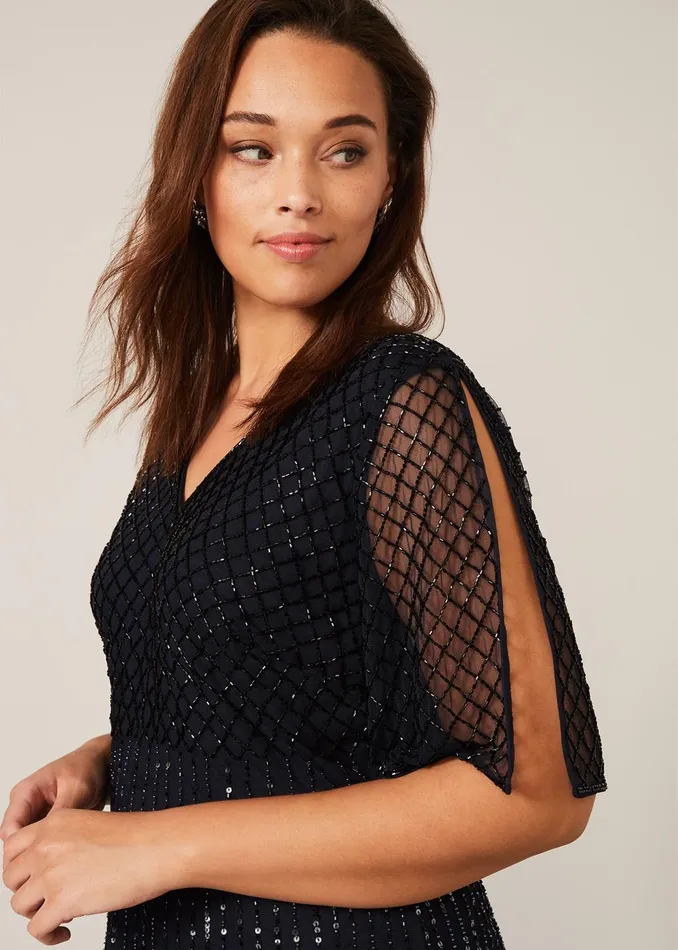 Women Phase Eight Occasion Dresses Sascha Beaded Maxi Dress Navy