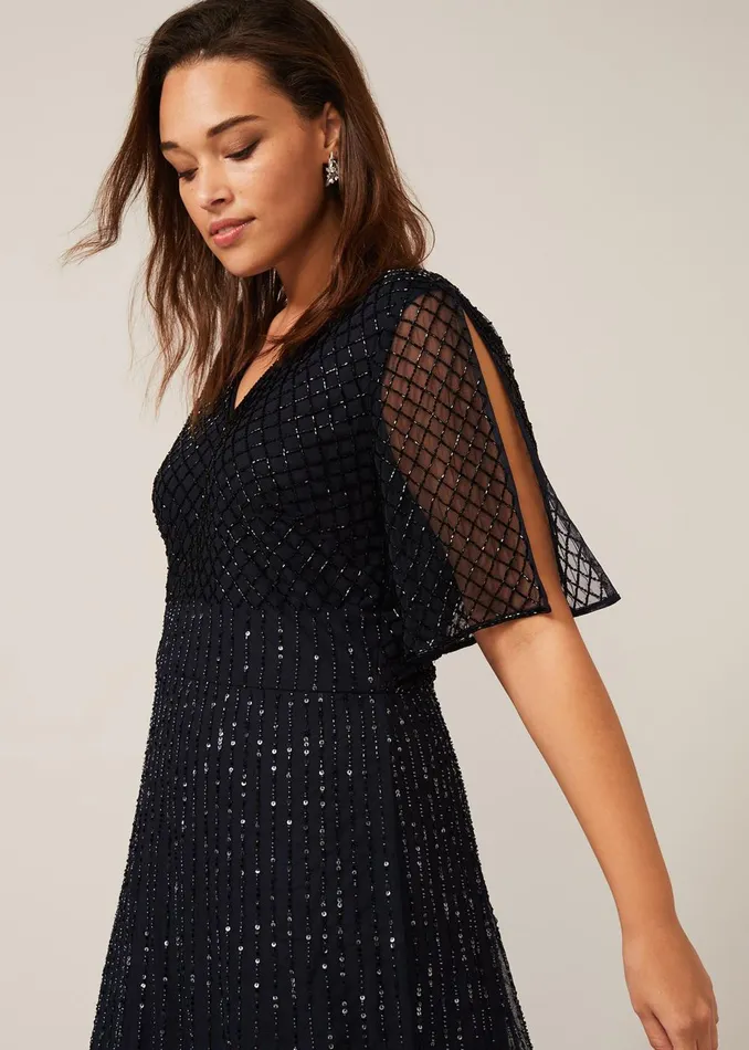 Women Phase Eight Occasion Dresses Sascha Beaded Maxi Dress Navy