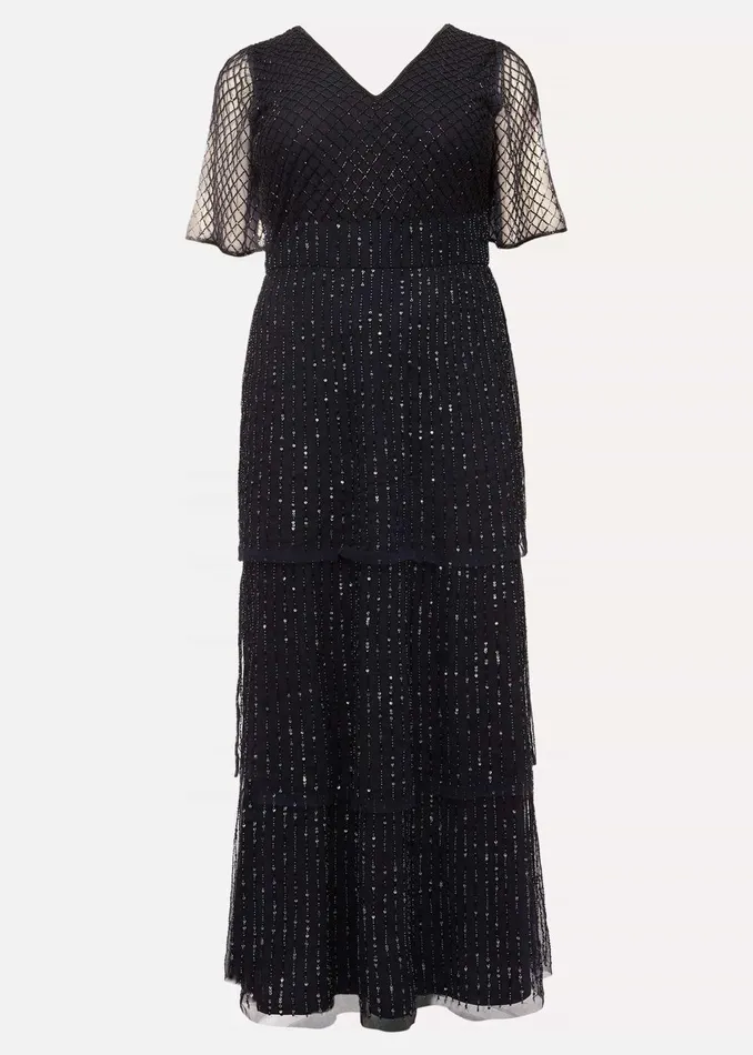 Women Phase Eight Occasion Dresses Sascha Beaded Maxi Dress Navy