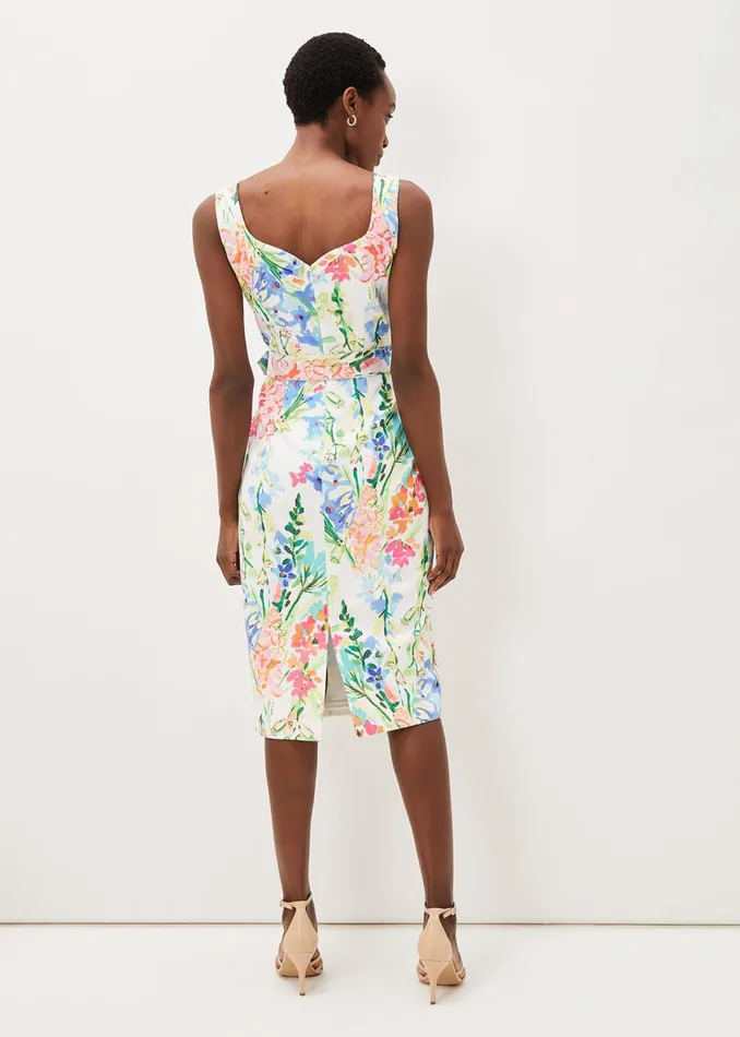 Women Phase Eight Occasion Dresses Serina Floral Midi Dress Ivory Multi
