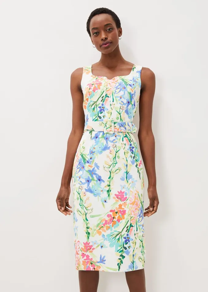 Women Phase Eight Occasion Dresses Serina Floral Midi Dress Ivory Multi