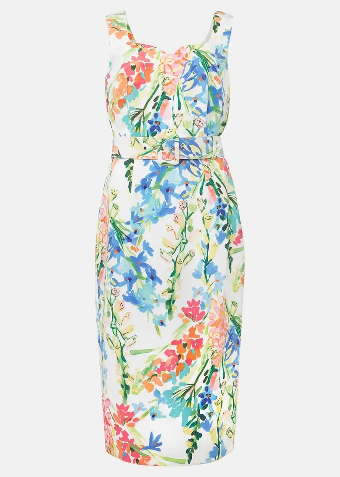 Women Phase Eight Occasion Dresses Serina Floral Midi Dress Ivory Multi