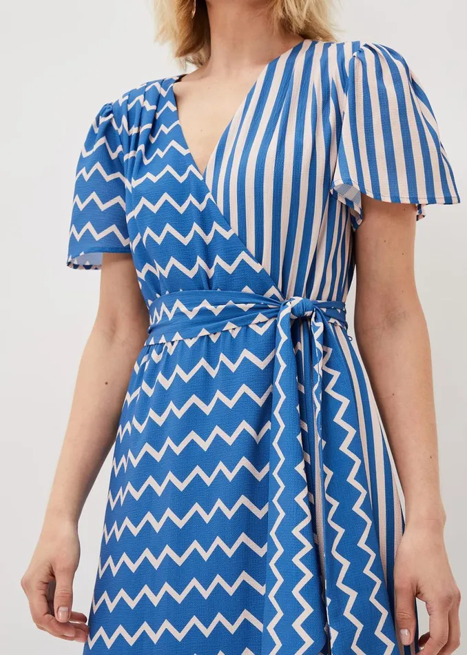 Women Phase Eight Occasion Dresses Shelby Zig Zag Midi Dress Bluecream