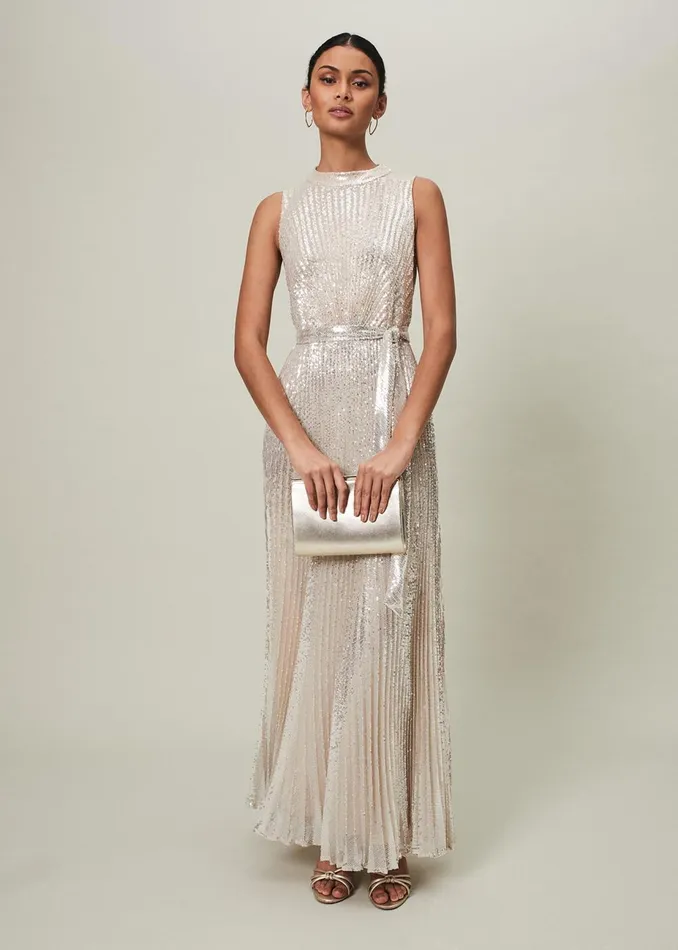 Women Phase Eight Occasion Dresses Simara Sequin Maxi Dress Soft Gold