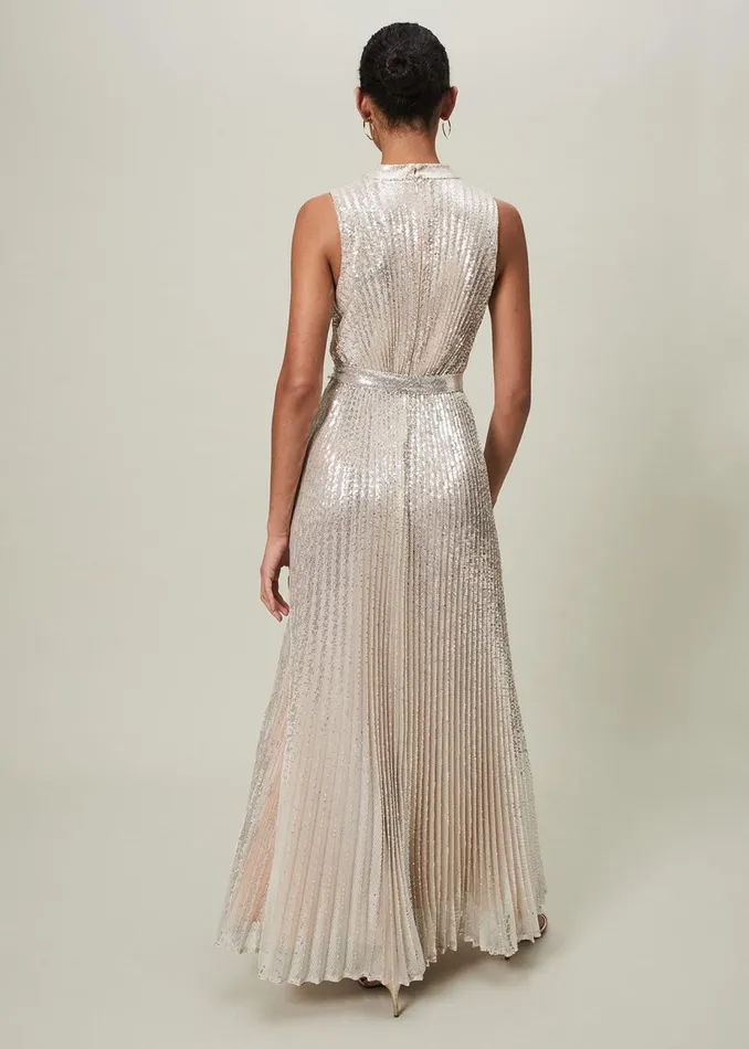 Women Phase Eight Occasion Dresses Simara Sequin Maxi Dress Soft Gold