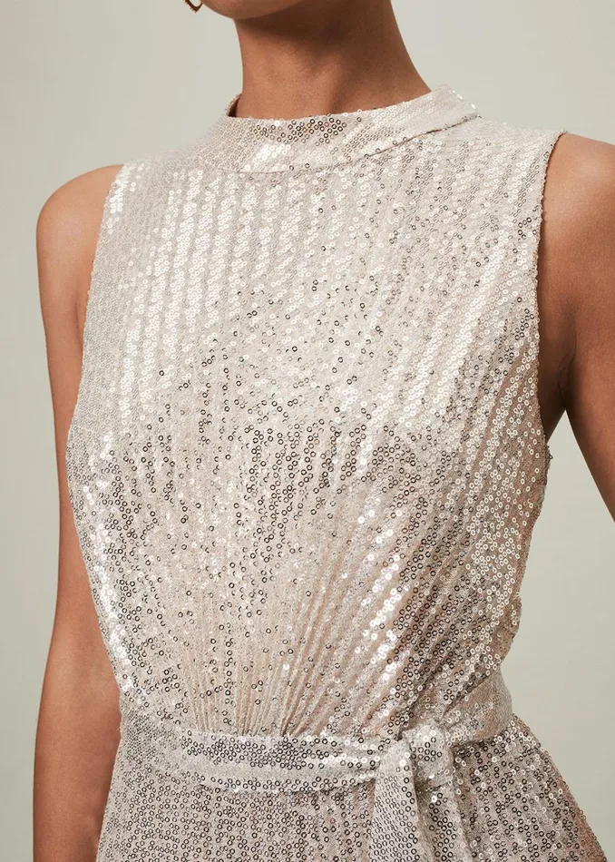 Women Phase Eight Occasion Dresses Simara Sequin Maxi Dress Soft Gold