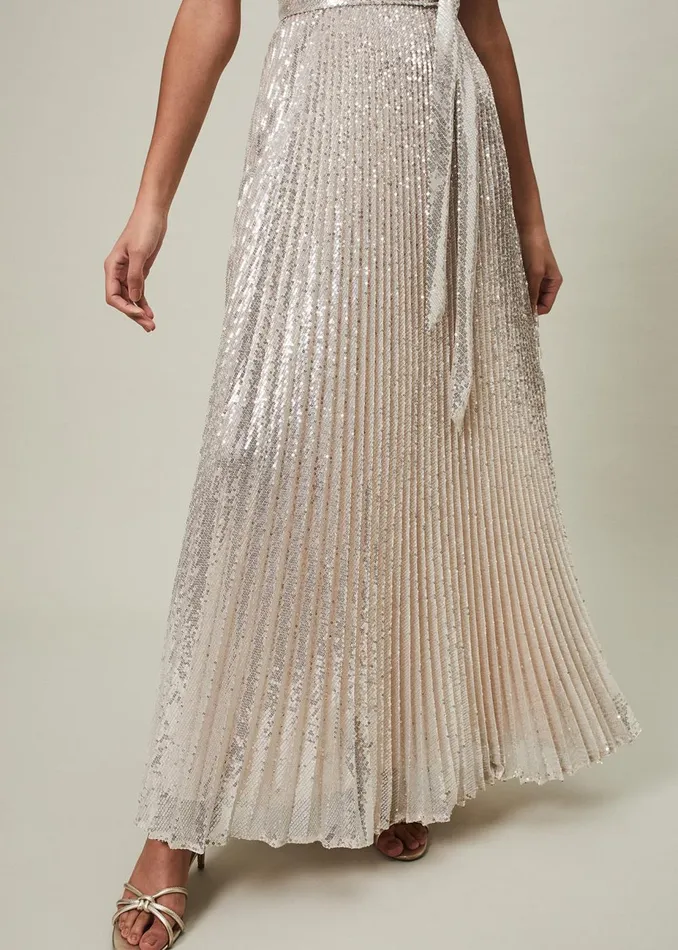 Women Phase Eight Occasion Dresses Simara Sequin Maxi Dress Soft Gold