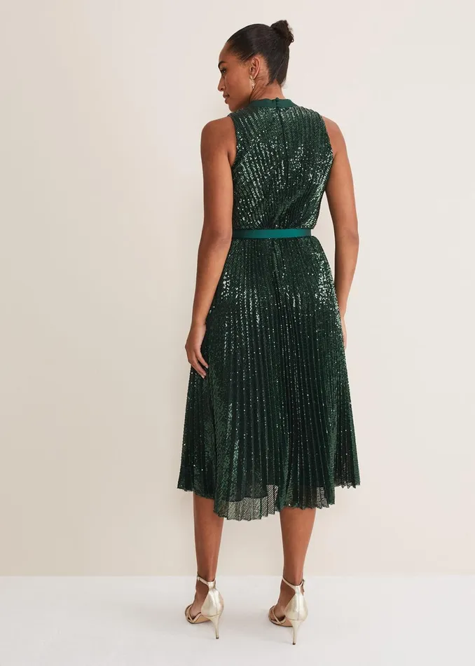 Women Phase Eight Occasion Dresses Simara Sequin Pleat Dress Green