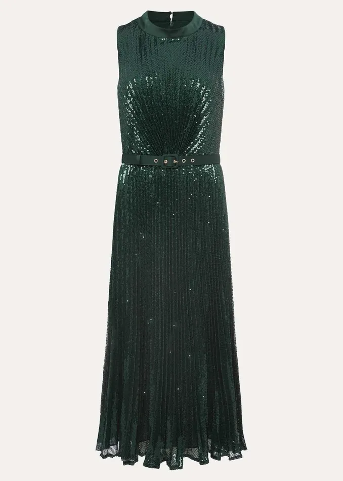 Women Phase Eight Occasion Dresses Simara Sequin Pleat Dress Green