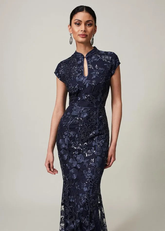 Women Phase Eight Occasion Dresses Sofia Embroidered Sequin Dress Blackmidnight