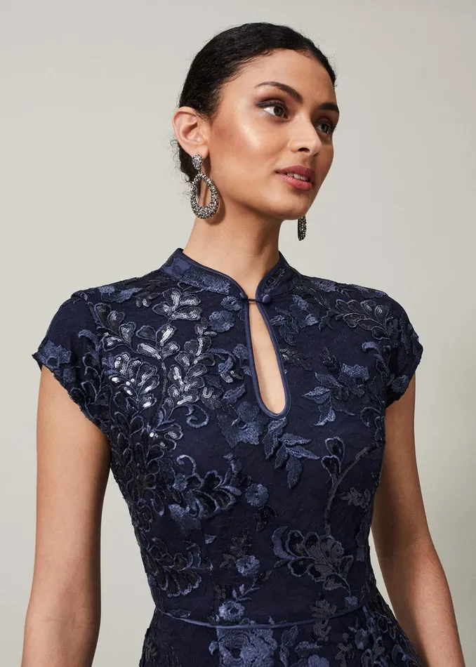 Women Phase Eight Occasion Dresses Sofia Embroidered Sequin Dress Blackmidnight