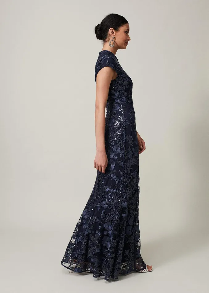 Women Phase Eight Occasion Dresses Sofia Embroidered Sequin Dress Blackmidnight