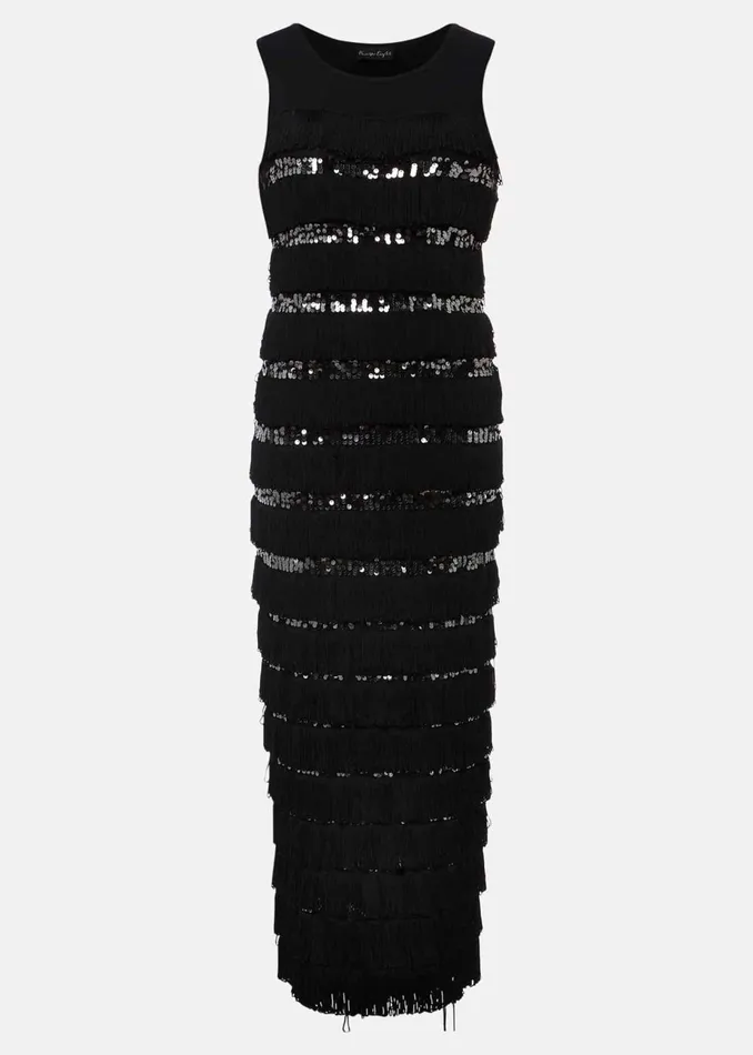 Women Phase Eight Occasion Dresses Sofianne Fringe Maxi Dress Blackpewter