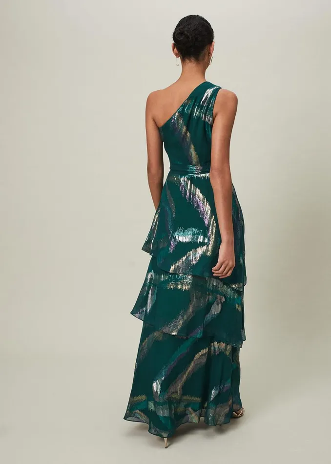 Women Phase Eight Occasion Dresses Sonia One Shoulder Silk Maxi Dress Dark Green
