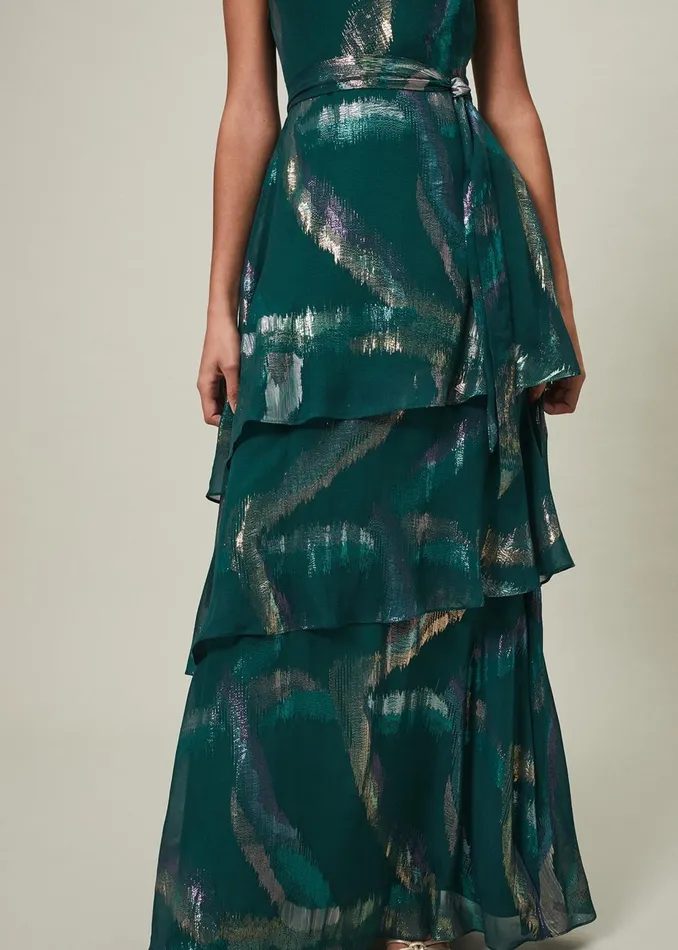 Women Phase Eight Occasion Dresses Sonia One Shoulder Silk Maxi Dress Dark Green