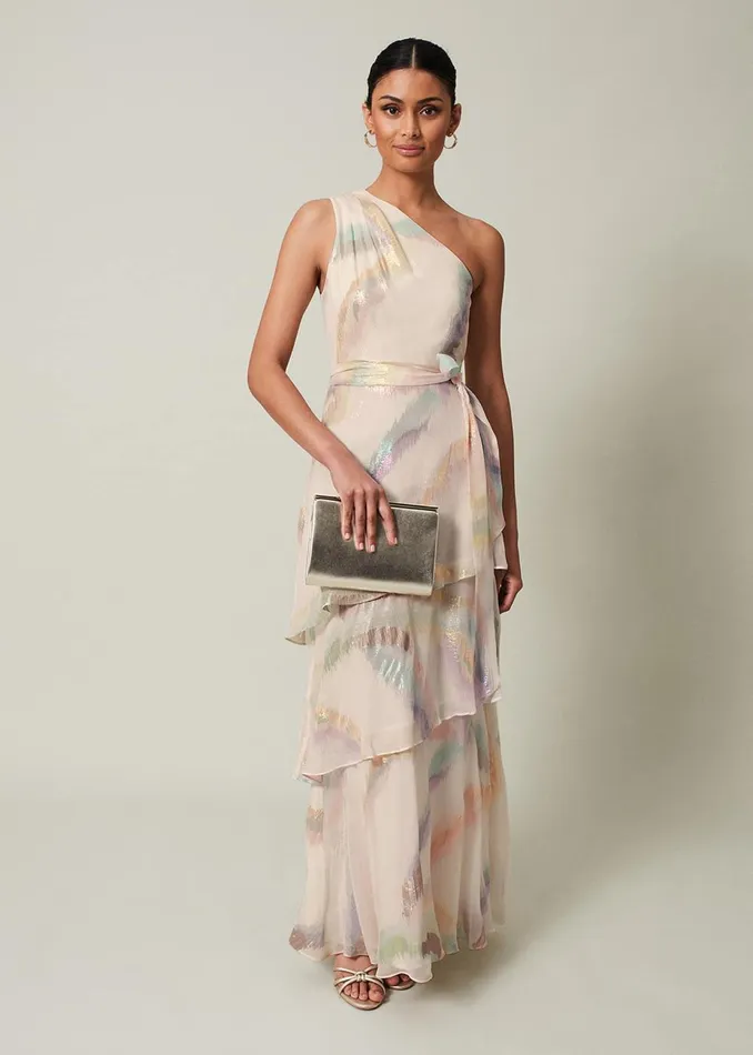 Women Phase Eight Occasion Dresses Sonia One Shoulder Silk Maxi Dress Ivorymulti