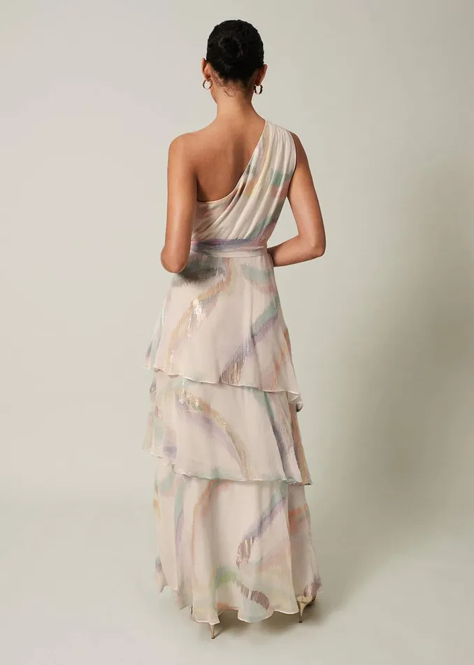 Women Phase Eight Occasion Dresses Sonia One Shoulder Silk Maxi Dress Ivorymulti