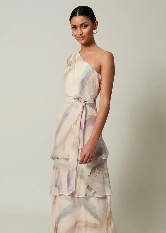 Women Phase Eight Occasion Dresses Sonia One Shoulder Silk Maxi Dress Ivorymulti