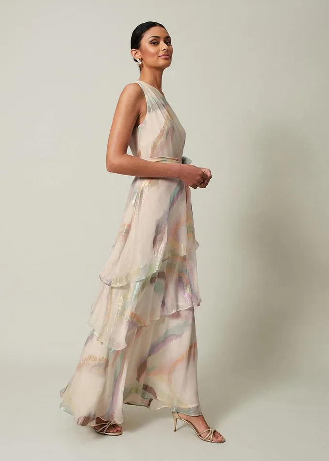 Women Phase Eight Occasion Dresses Sonia One Shoulder Silk Maxi Dress Ivorymulti