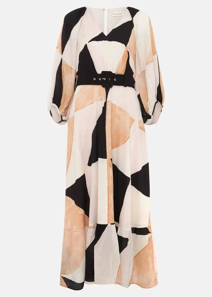 Women Phase Eight Occasion Dresses Sophia Colourblock Belted Midi Dress Multicoloured