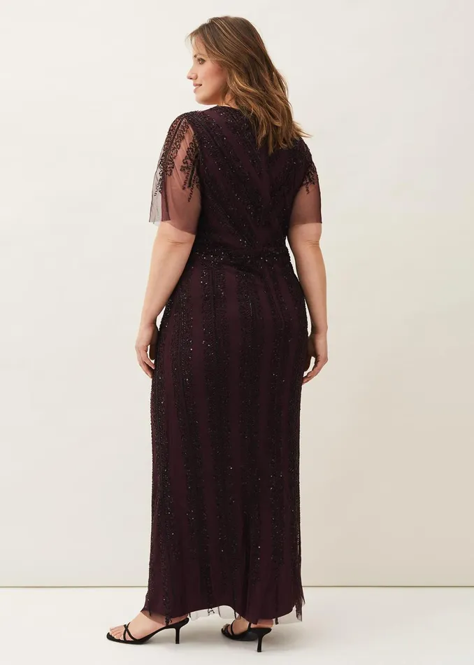 Women Phase Eight Occasion Dresses Suzie Beaded Maxi Dress Merlotblack