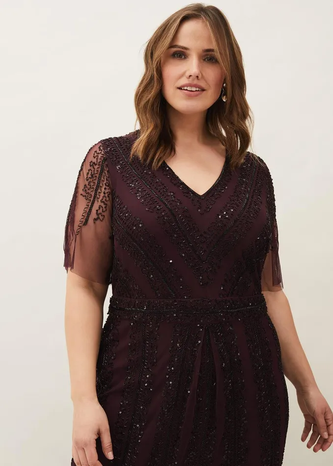 Women Phase Eight Occasion Dresses Suzie Beaded Maxi Dress Merlotblack