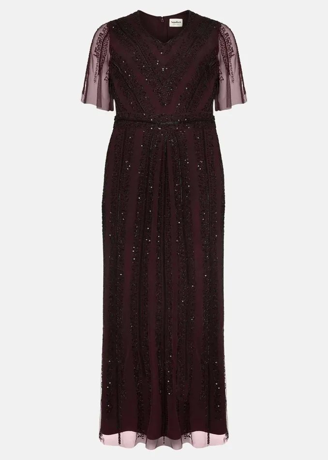 Women Phase Eight Occasion Dresses Suzie Beaded Maxi Dress Merlotblack