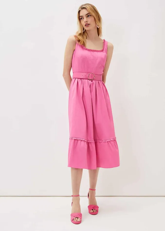 Women Phase Eight Occasion Dresses Tanya Belted Midaxi Dress Candy Pink