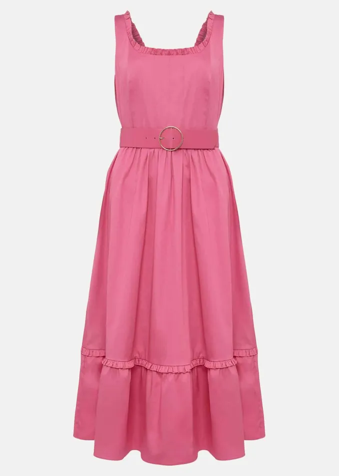 Women Phase Eight Occasion Dresses Tanya Belted Midaxi Dress Candy Pink