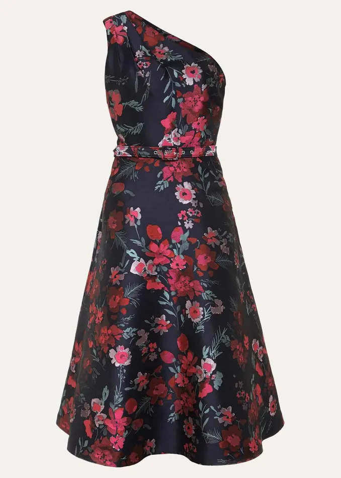 Women Phase Eight Occasion Dresses Tasha One Shoulder Jacquard Dress Navymulti