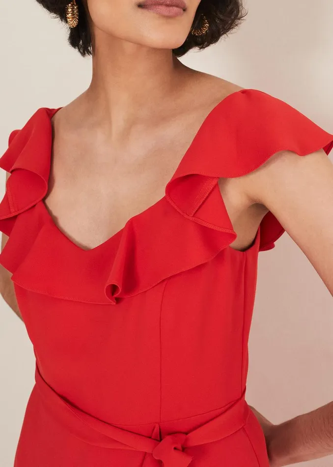Women Phase Eight Occasion Dresses Tatiana Ruffle Wrap Midi Dress Red