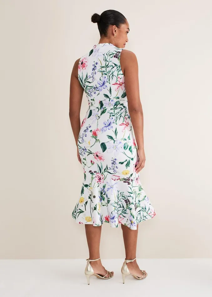 Women Phase Eight Occasion Dresses Tina Floral Fit And Flare Midi Dress Multicoloured