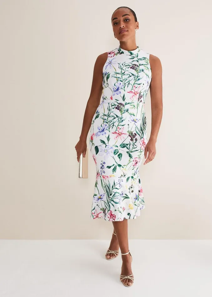 Women Phase Eight Occasion Dresses Tina Floral Fit And Flare Midi Dress Multicoloured