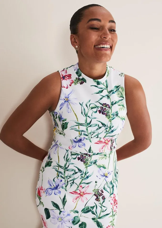 Women Phase Eight Occasion Dresses Tina Floral Fit And Flare Midi Dress Multicoloured