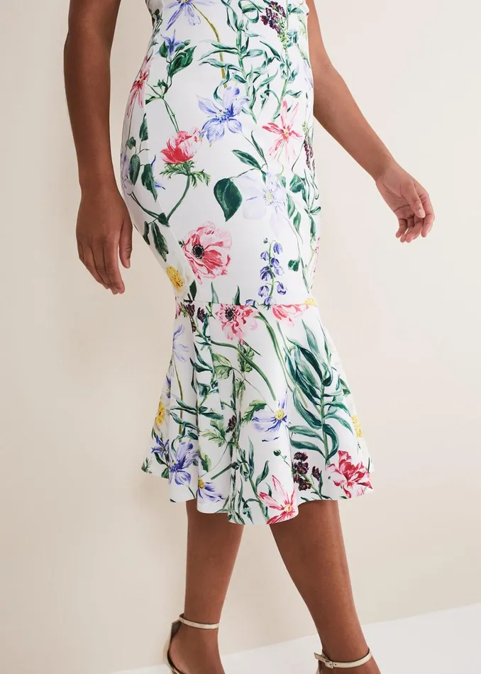 Women Phase Eight Occasion Dresses Tina Floral Fit And Flare Midi Dress Multicoloured