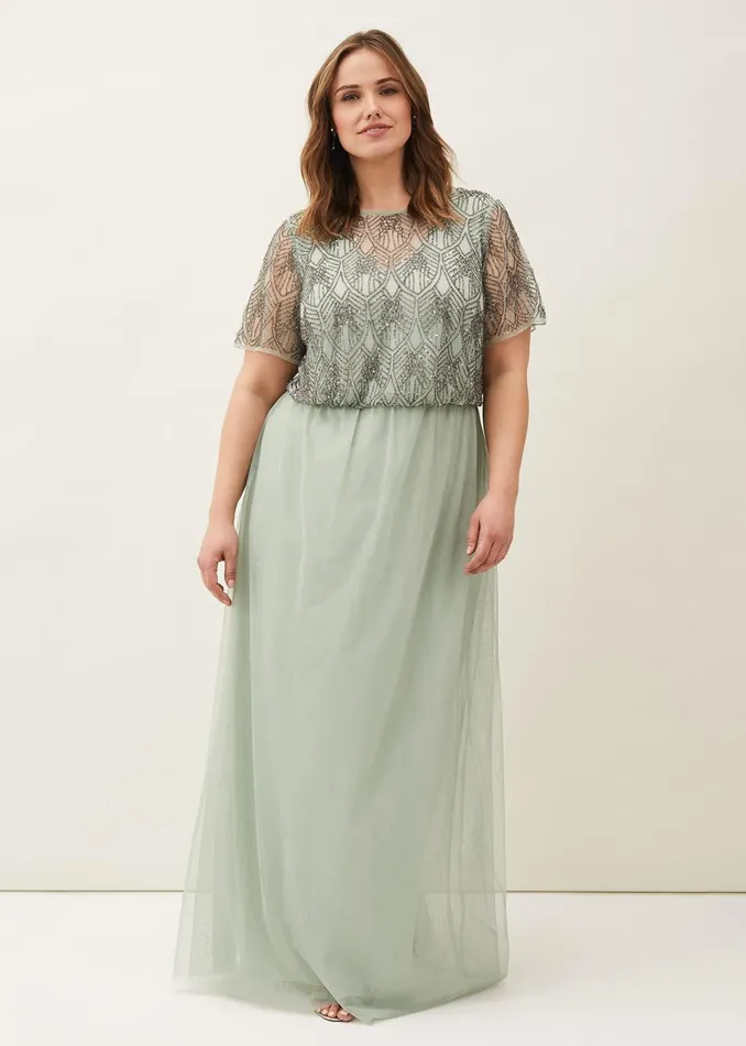 Women Phase Eight Occasion Dresses Tomasi Beaded Tulle Maxi Dress Mint