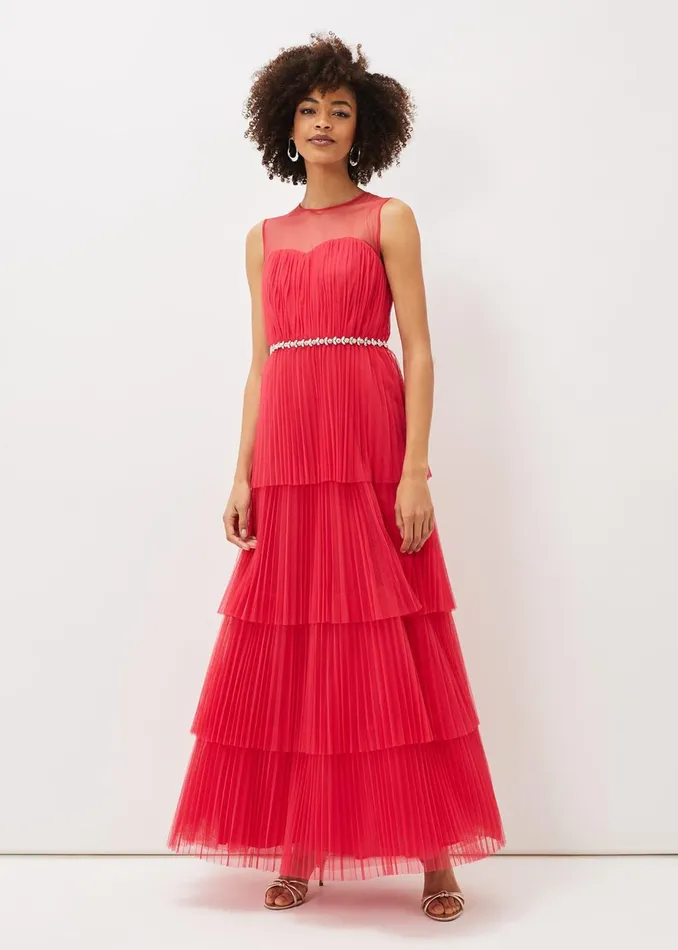 Women Phase Eight Occasion Dresses Tulisa Tulle Maxi Dress Lipstick