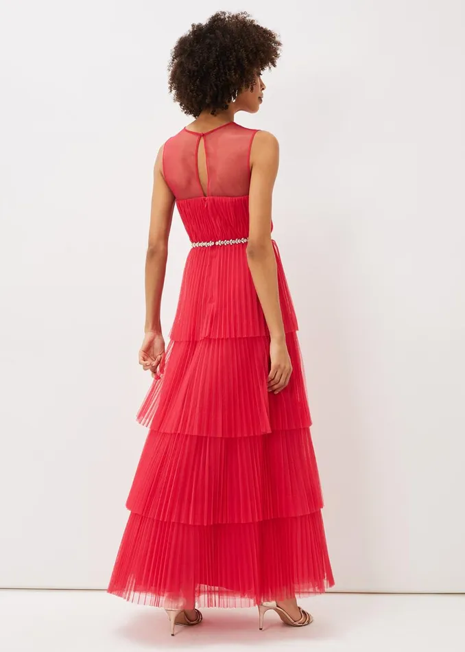 Women Phase Eight Occasion Dresses Tulisa Tulle Maxi Dress Lipstick