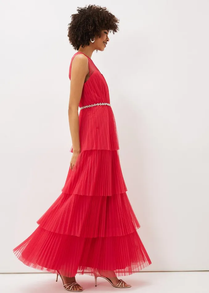 Women Phase Eight Occasion Dresses Tulisa Tulle Maxi Dress Lipstick