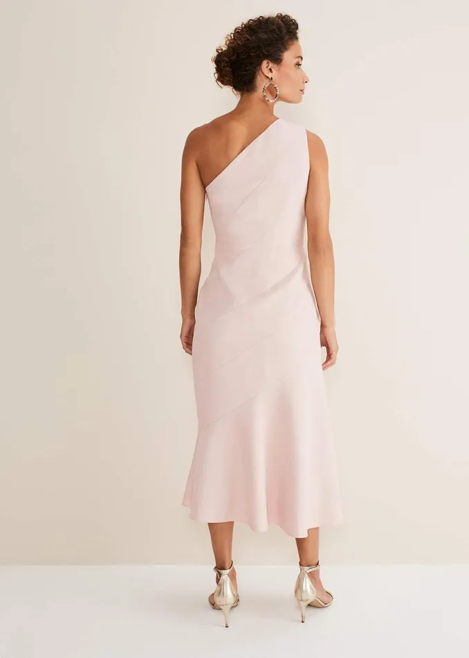 Women Phase Eight Occasion Dresses Valencia One Shoulder Midaxi Dress Petal Pink