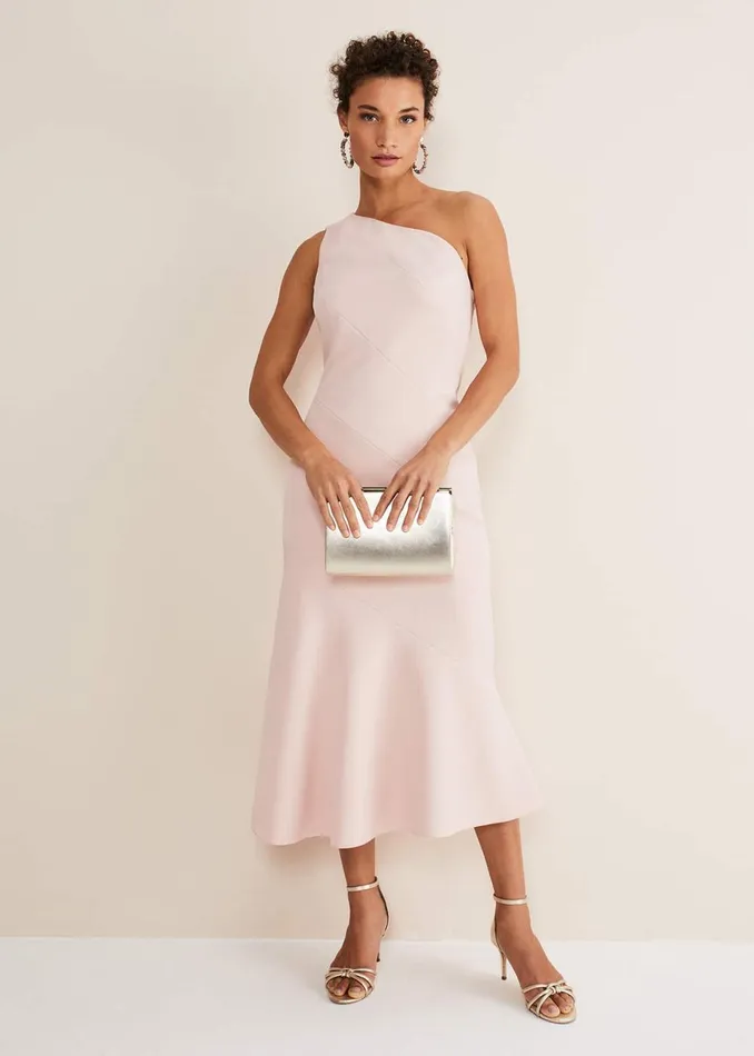 Women Phase Eight Occasion Dresses Valencia One Shoulder Midaxi Dress Petal Pink