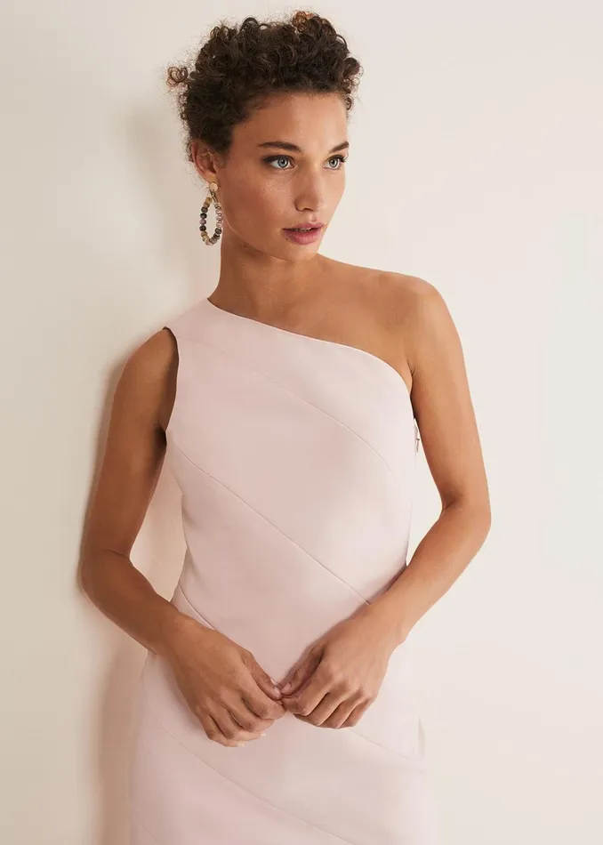 Women Phase Eight Occasion Dresses Valencia One Shoulder Midaxi Dress Petal Pink