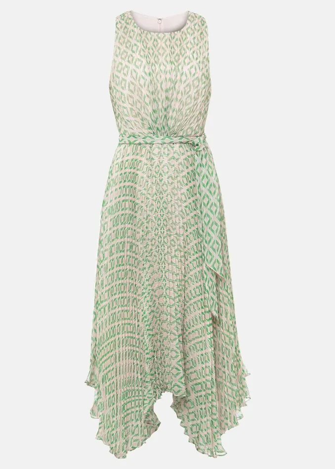 Women Phase Eight Occasion Dresses Vanya Diamond Pleated Midi Dress Powder Pinkgreen
