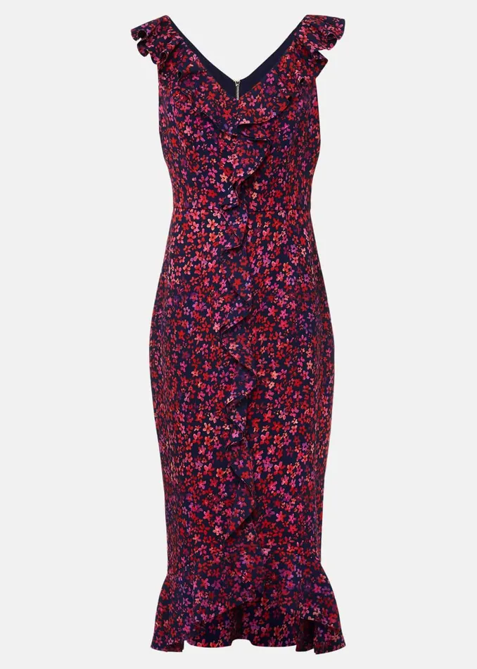 Women Phase Eight Occasion Dresses Viola Ditsy Frill Dress Navymulti