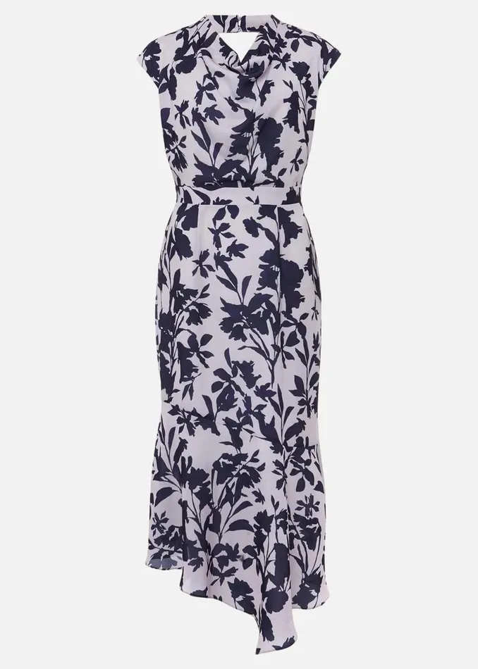 Women Phase Eight Occasion Dresses Willow Floral Cowl Neck Midi Dress Lattemulti