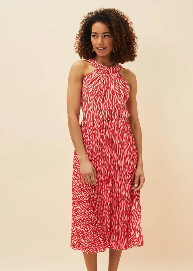 Women Phase Eight Occasion Dresses Yas Abstract Print Halterneck Dress Rednude